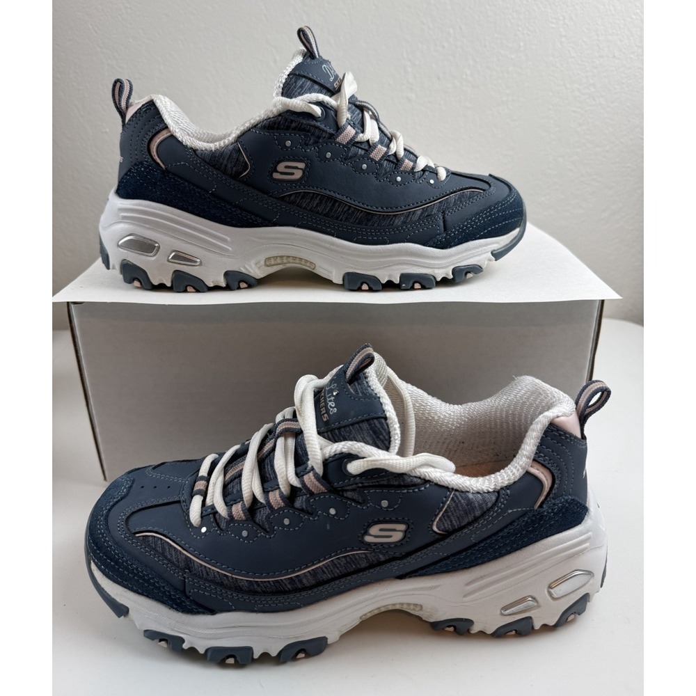 Skechers D Lites 11936 Womens Blue Pink Chunky Walking Comfort Sneakers Size 7